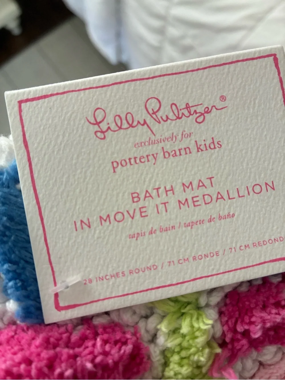 Pottery Barn Lilly Pulitzer Pink Floral Round Bath Mat